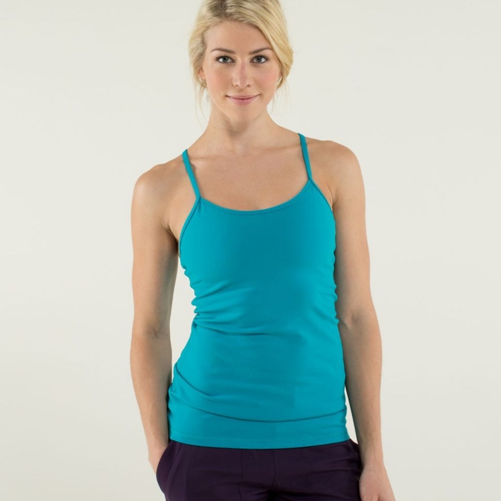 Lululemon Power Y Tank Top Teal Blue Solid Racer